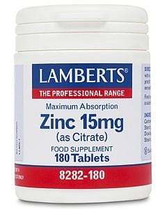 Zinc 15mg- (as Citrate) 180 tabs - Lamberts Online