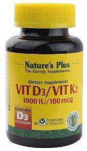 Nature s Plus Vit D3 (D-3) Vit K2 1000 IU 100 mcg 90 Veggie Caps Online Sale