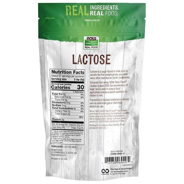 Real Food, Lactose, Specialty Sweetener, 454g - Now Foods Online