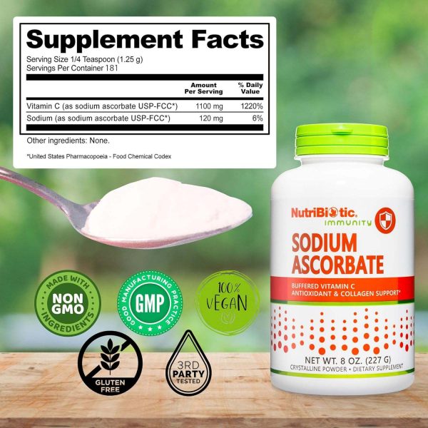 Sodium Ascorbate, Crystalline Powder, 8 oz (227 g) - NutriBiotic Immunity on Sale