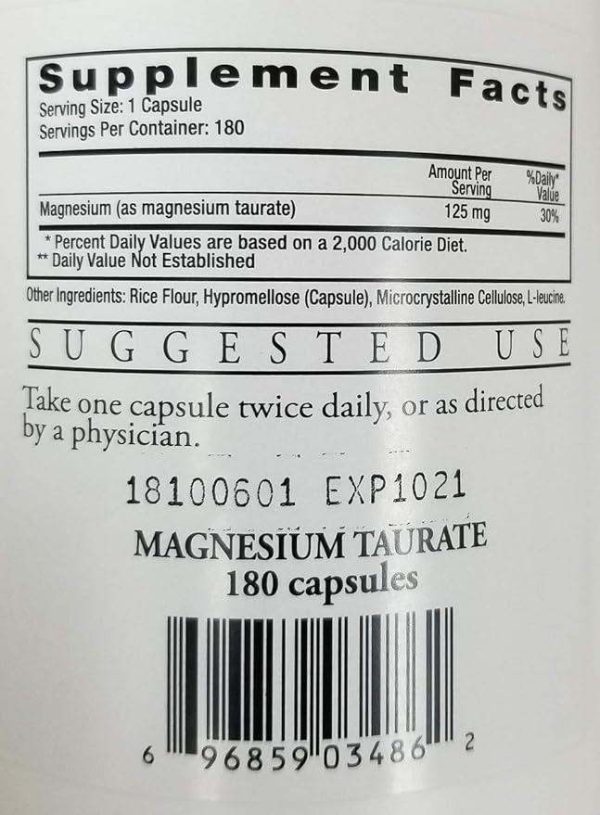 Magnesium Taurate, 180 Capsules - Cardiovascular Research on Sale