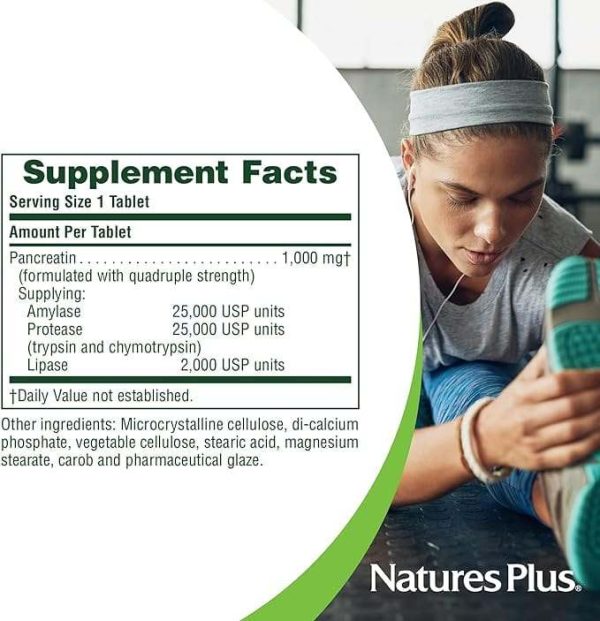 Pancreatin, 1000 mg, 60 Tablets - Nature s Plus Discount