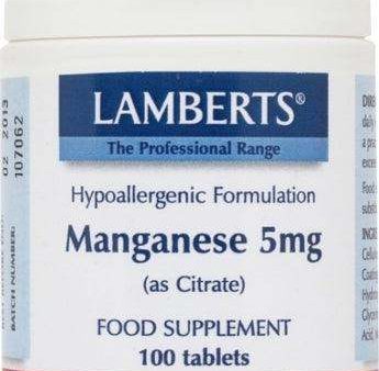 Manganese 5mg (as Citrate), 100 Tabs - Lamberts Online now