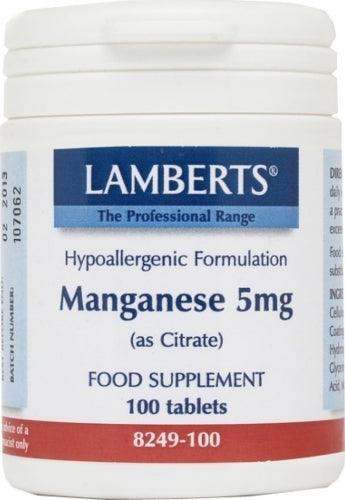 Manganese 5mg (as Citrate), 100 Tabs - Lamberts Online now