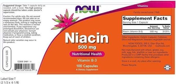 Niacin, 500 mg, 100 Capsules - Now Foods Cheap