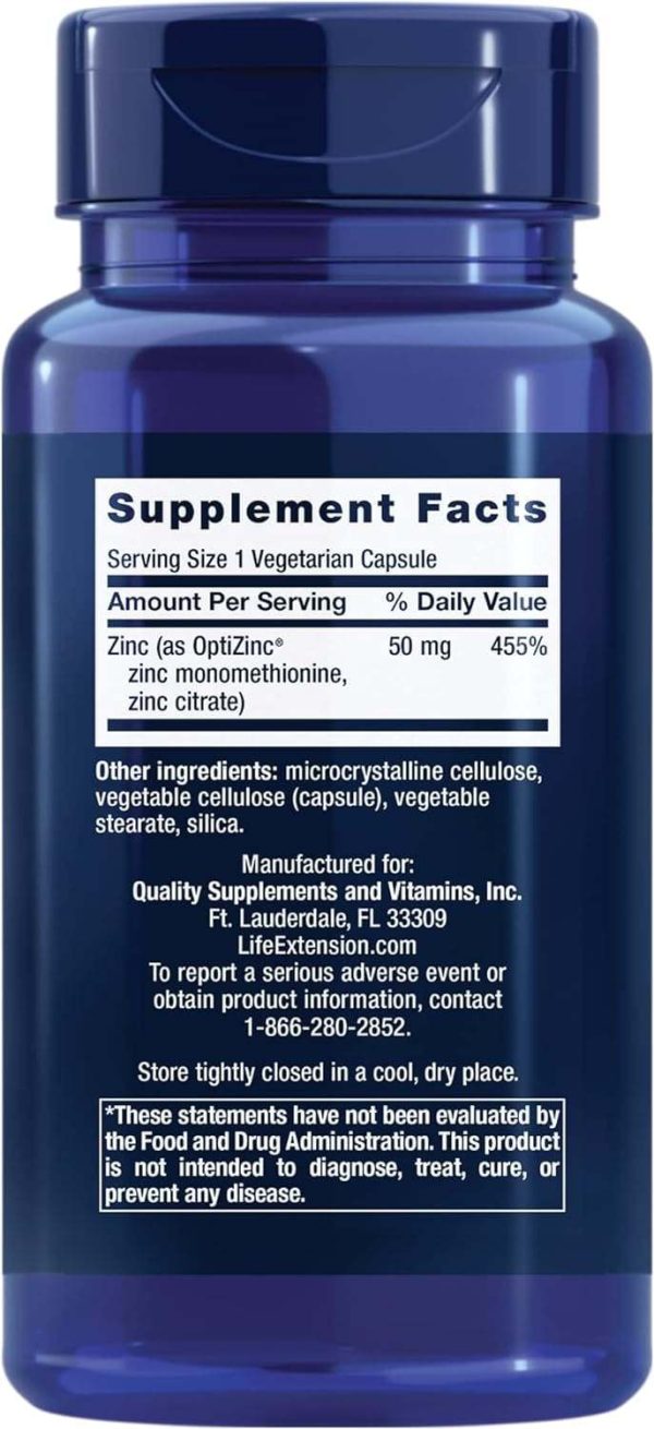 Zinc Caps, High Potency, 50mg, 90 Capsules - Life Extension Fashion