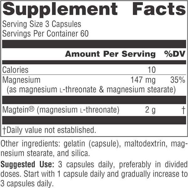 Magtein, Magnesium L-Threonate, 667 mg, 180 Capsules  - Source Naturals Online Hot Sale