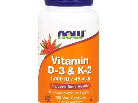 Vitamin D3 & K2, 120 Capsules - Now Foods Supply