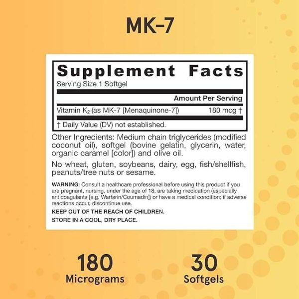 MK-7 (Vitamin K2) 180mcg - 30 Softgels - Jarrow Formulas on Sale