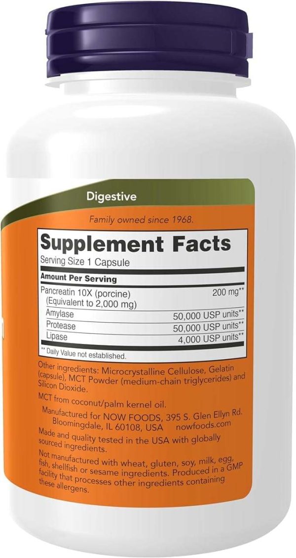 Pancreatin 2000 (10X 200 mg) 250 Capsules - Now Foods For Discount