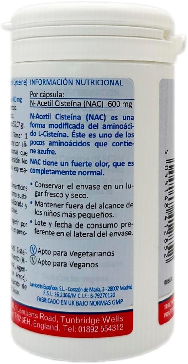 N-Acetyl Cysteine (NAC) 600 mg 60 Caps - Lamberts Fashion