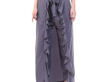 Asmaani Grey Color Plain Ruffle Palazzo Online Sale