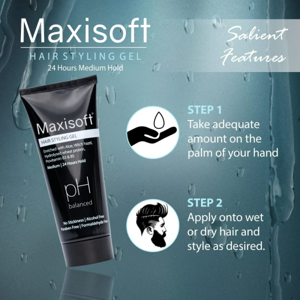 Maxisoft Hair Styling Gel With Aloe Vera Witch Hazel Extract Hydrolyzed Keratin & Pro Vitamin B3 & B5 pH Balanced Online Sale