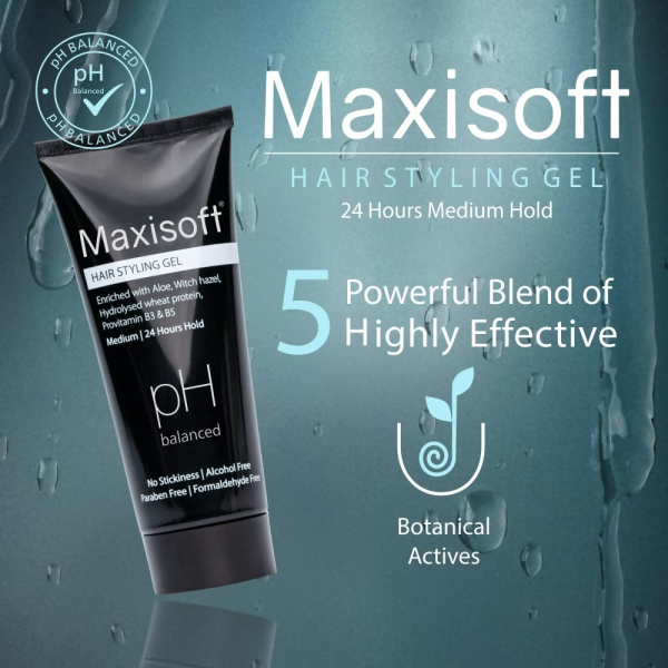 Maxisoft Hair Styling Gel With Aloe Vera Witch Hazel Extract Hydrolyzed Keratin & Pro Vitamin B3 & B5 pH Balanced Online Sale