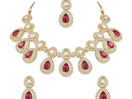 18K Gold Plated Traditional Kundan & Stone Studded Choker Necklace Jewellery Set with Earrings & Maang Tikka for Women And Girls - Wahe Jewels Online Sale