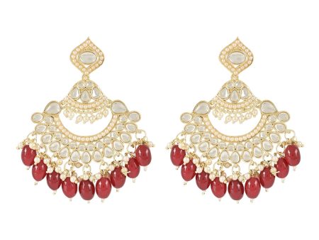 18K Gold Plated Traditional Handcrafted Pearl Kundan Beaded Earrings for Women Girls - Wahe Jewels on Sale