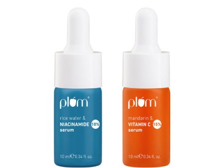 Plum Glow & Clarify Serum Travel Combo - 15% Vitamin C + 10% Niacinamide Face Serum For Cheap