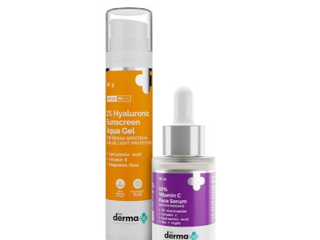 The Derma Co Radiance Combo - 10% Vitamin C Serum & 1% Hyaluronic Sunscreen Gel SPF 50 PA++++ Discount