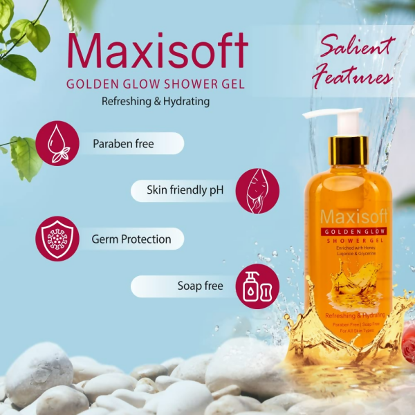 Maxisoft Golden Glow Shower Gel Refreshing & Hydrating pH Balanced For Discount