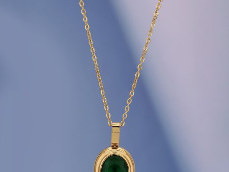 Gold Plated With Cz Oval Pendant And Chain For Women - Wahe Jewels Cheap