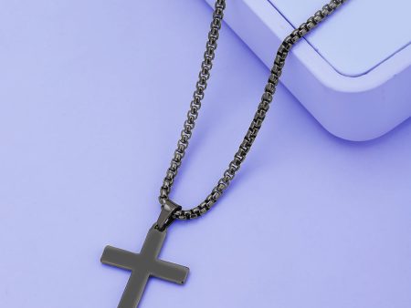 Metallic Toned With Cross Pendant With Chain For Men - Wahe Jewels Discount