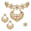 18K Gold Plated Traditional Handcrafted Stone Studded Pearl Choker Necklace Jewellery Set With Earrings & Finger ring For Women And Girls - Wahe Jewels on Sale