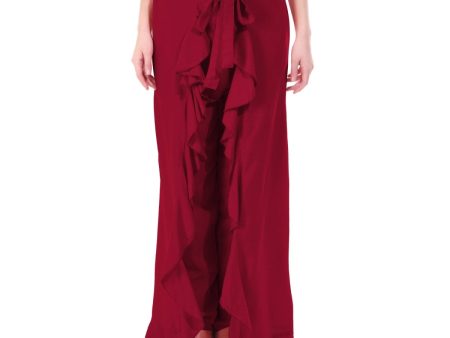 Asmaani Maroon Color Plain Ruffle Palazzo Fashion