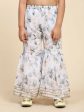 Alakhi Studio Girls Floral Georgette Printed Round-Neck Kurta With Sharara - White on Sale