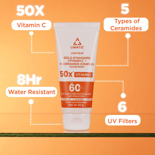 Light Up Gold Rush Gold Standard Vitamin C + 1% Ceramide Complex Sunscreen Online Sale