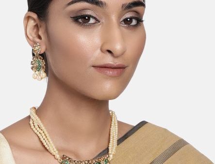 18k Gold Plated Green Meenakari Choker Set Glided With Pearls For Women Girls - Wahe Jewels Online