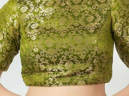 Amodini Designer Studio Women s Banarsi Brocade Heena Green Blouse For Discount