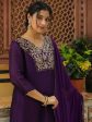 Janasya Purple Silk Blend Yoke Embroidery Kurta,Bottom & Dupatta For Sale