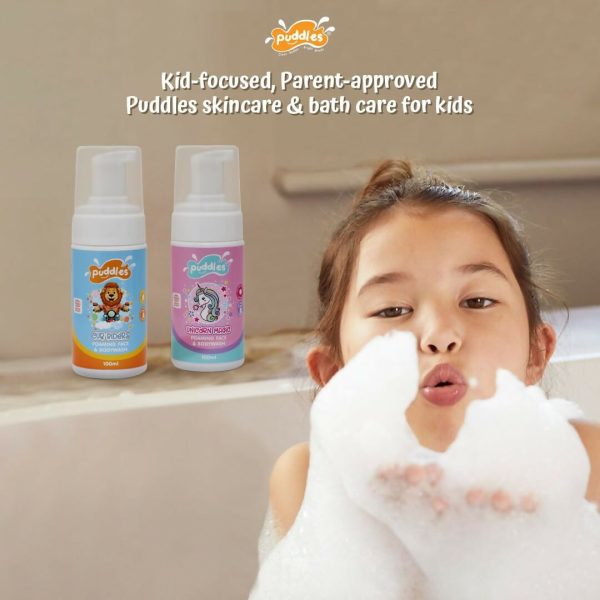 Puddles Organic Cub Riders Kids Foaming Face & Body Wash, Turmeric, Milk Protein, Orange Essential Oil Online now