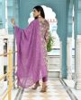 Vaasva Women s Purple Tissue Embroidered Suit Set With Solid Pant And Embroidered Dupatta Supply