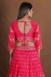 Pink Embroidery With Real Mirror Work Fantum Silk Fabric Lehenga Choli - Jihu Culture Discount