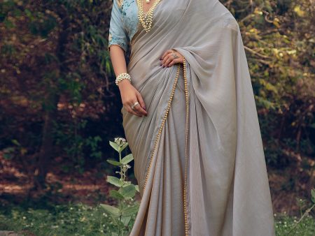 Grey Art Silk Woven Saree - Aanika on Sale