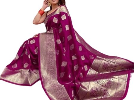 Vamika Weaving Banarasi Jacquard Purple Kanjivaram Saree For Sale