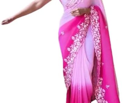 Vamika Embroidery Pink Georgette Bollywood Saree Supply