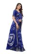 NOZ2TOZ Women Casual Wear Printed Cotton Silk Saree with Un Stitched Blouse - Blue Hot on Sale