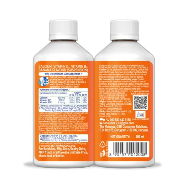 Centrum OstoCalcium 300 Suspension for Kids, Vit D & Calcium to support Growth, Strong Bones & Teeth Online now