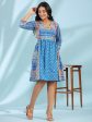 Juniper Women s Blue Floral Printed Pure Cotton Dress With Beads & sequins Work Online