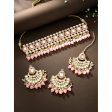 18K Gold Plated Traditional Handcrafted Mirror And Pearl Work Choker Necklace Jewellery With Chandbali Earrings & Maang Tikka Set For Women & Girls - Wahe Jewels Online Hot Sale