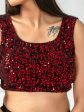 Amodini Designer Studio Women s Velvet Red Sleeveless Blouse For Cheap