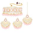 18K Gold Plated Traditional Handcrafted Mirror And Pearl Work Choker Necklace Jewellery With Chandbali Earrings & Maang Tikka Set For Women & Girls - Wahe Jewels Online Hot Sale