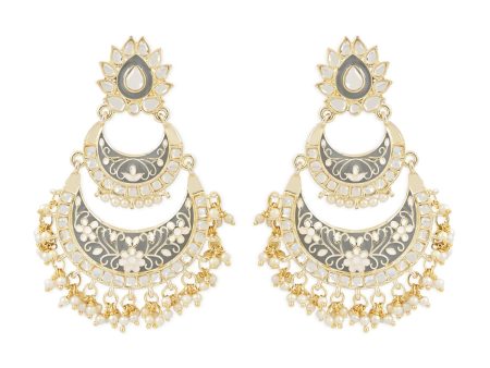 18K Gold Plated Intricately Designed Traditional Meenakari Earrings Glided With Kundans & Pearls - Wahe Jewels Hot on Sale