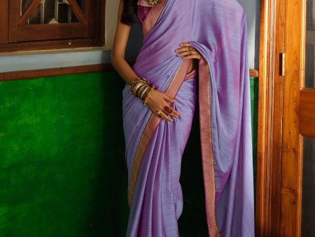 Violet Art Silk Woven Saree - Aanika Online Sale