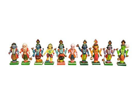 Hast Shilp Wooden Vishnu Dashavataram Golu Navrathri Golu Dolls Set Collectible Handicraft Art Supply