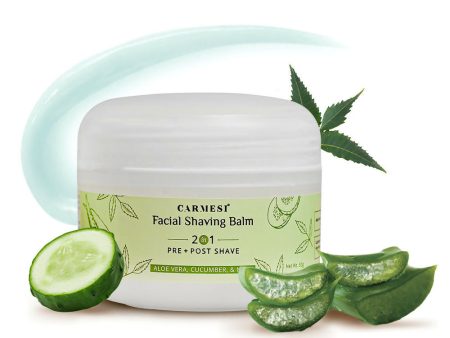 Carmesi Facial Shaving Balm for Women - 2-in-1 (Pre + Post-Shave) - Aloe Vera, Cucumber, Neem Online now