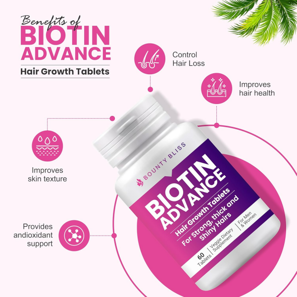 Bounty Bliss Biotin Advance Hair Growth Tablets Beauty & Hair Growth Gummies Fashion