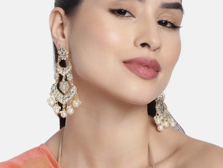 18K Alloy with Pearl Love Drop Earring for Women, White - Wahe Jewels Fashion